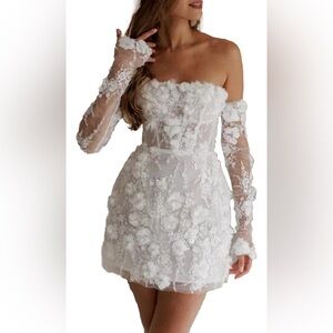 FabVivo: Off Shoulder Short-Mini Evening Dress Detachable Sleeves